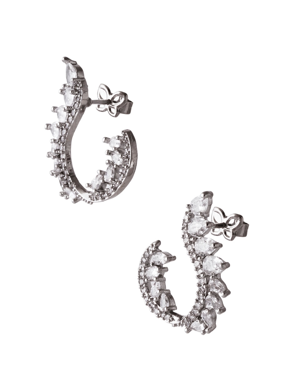 Aretes con acabado baño rodio zirconia 2