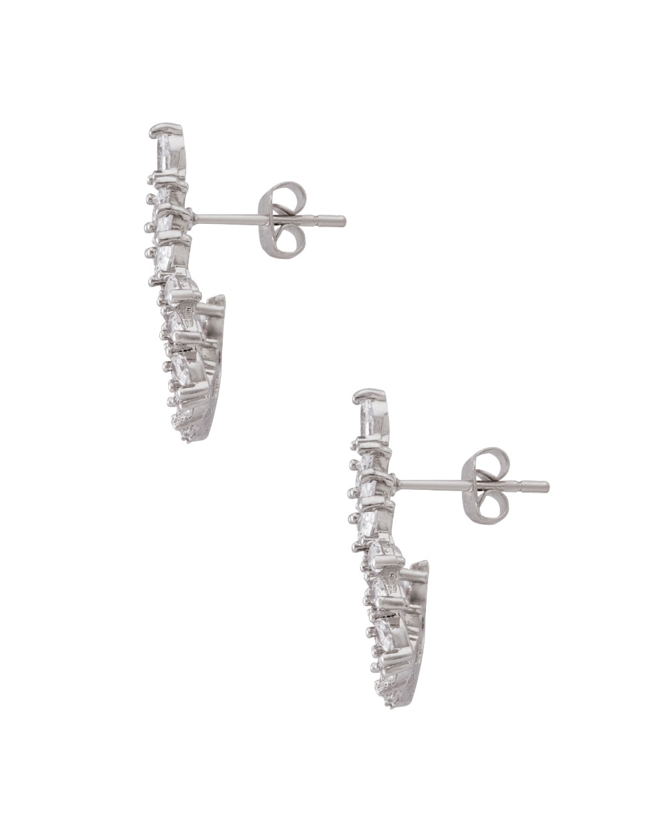 Aretes con acabado baño rodio zirconia 3