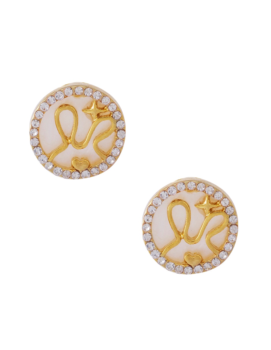 Aretes redondos con acabado chapa de oro cristal