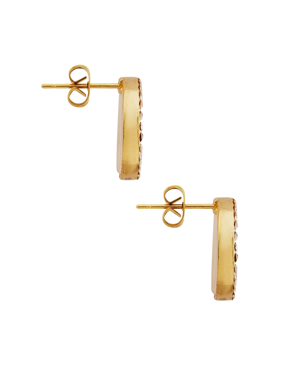 Aretes redondos con acabado chapa de oro cristal 3