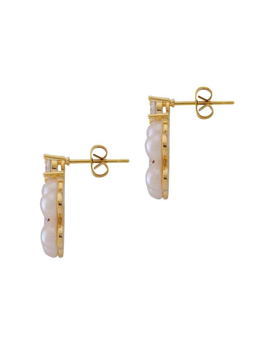 Aretes de flor con acabado chapa de oro zirconia 3