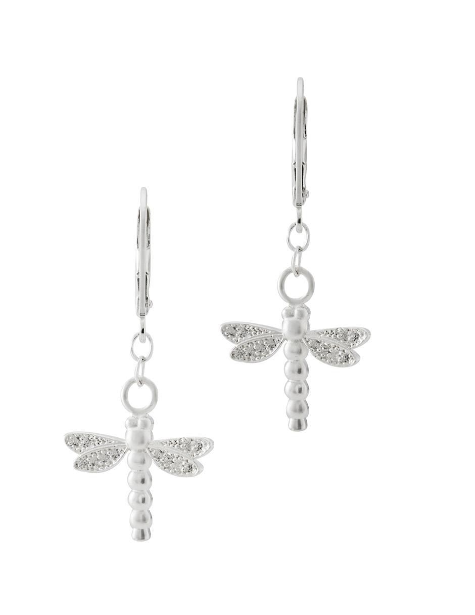 Aretes de libélula de plata P 925 con acabado brillante zirconia 1