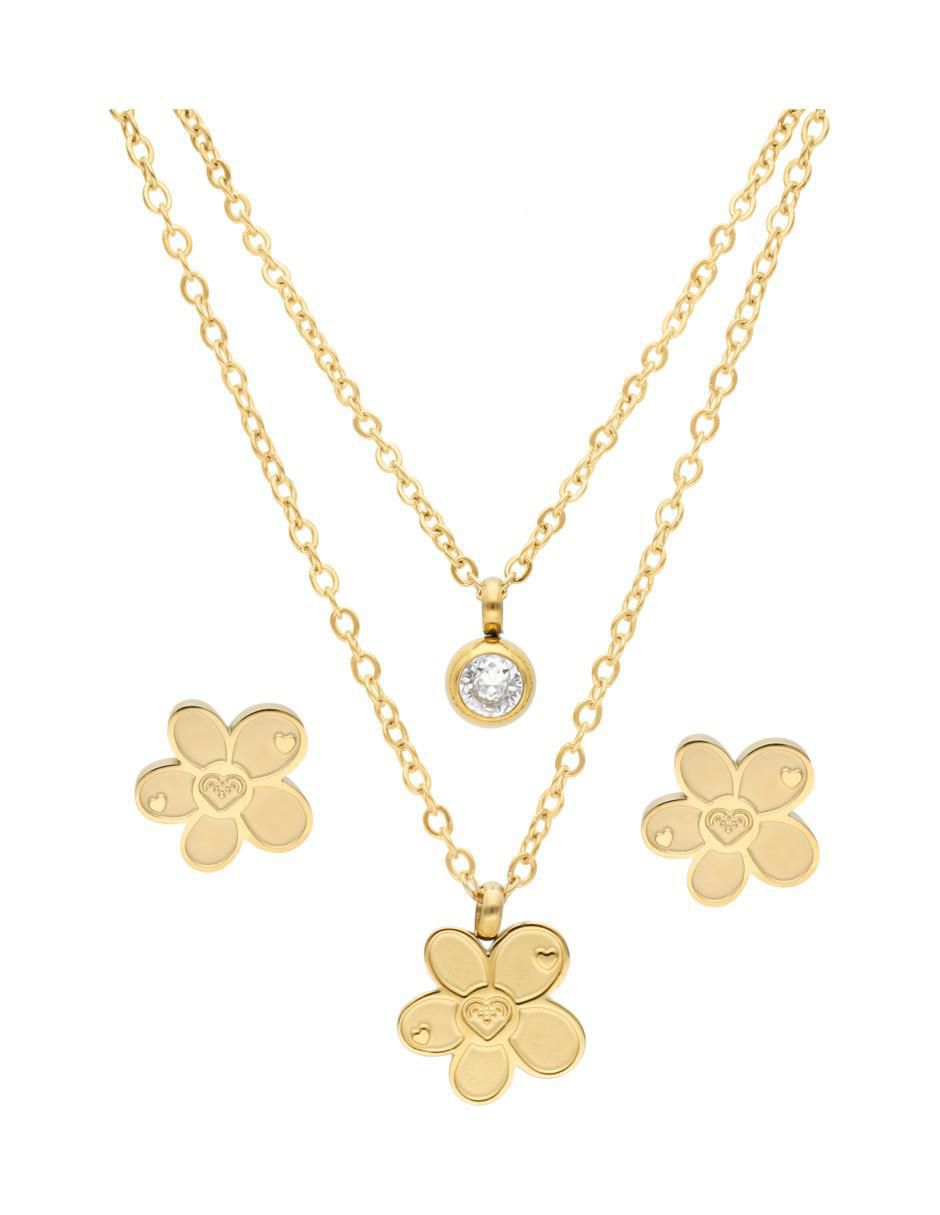 Aretes y collar de flor