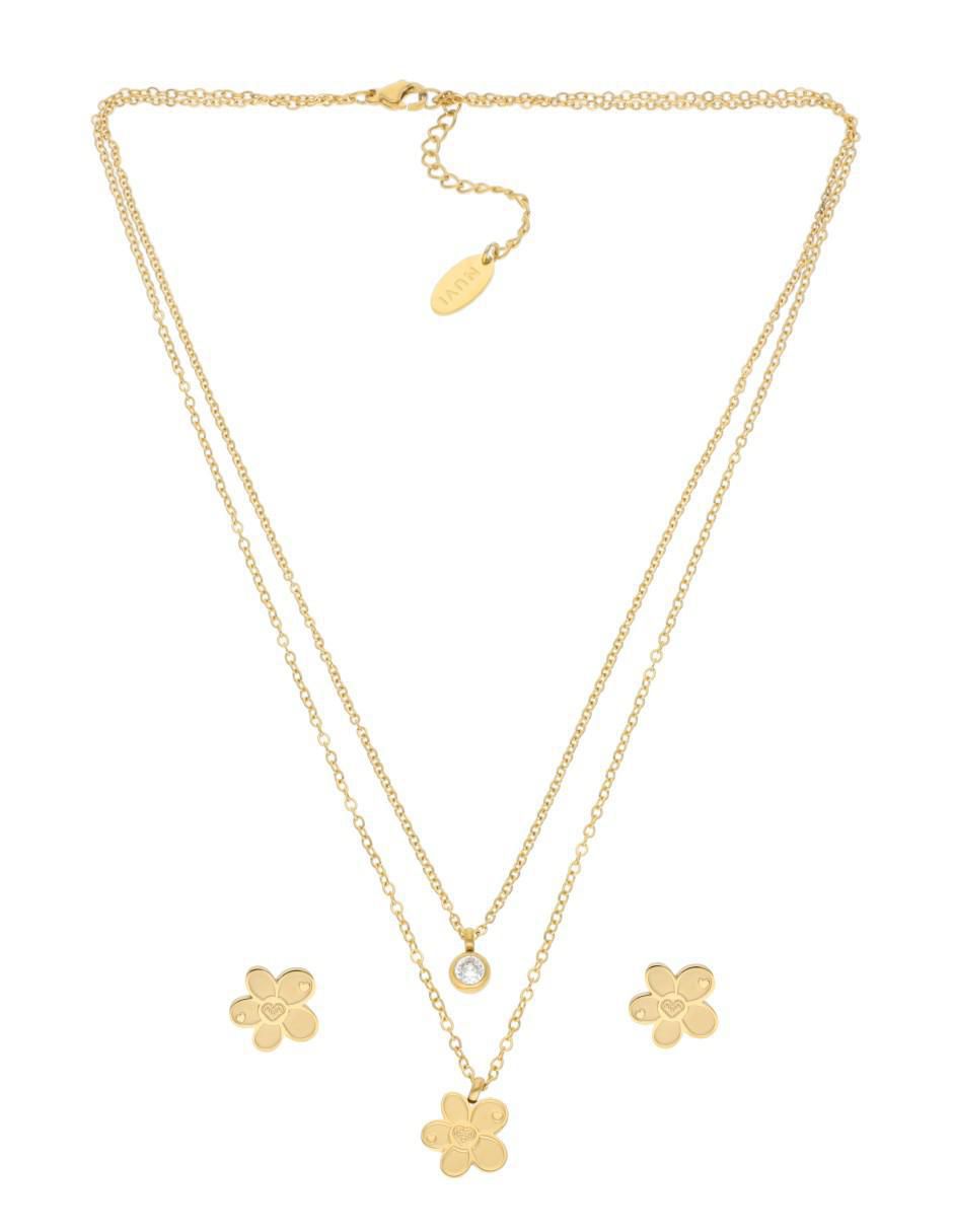 Aretes y collar de flor 4
