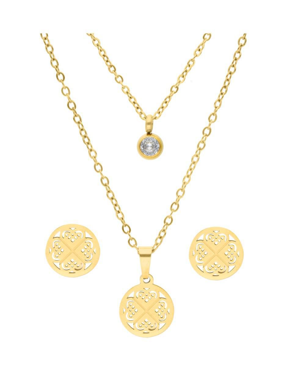 Aretes y collar trébol