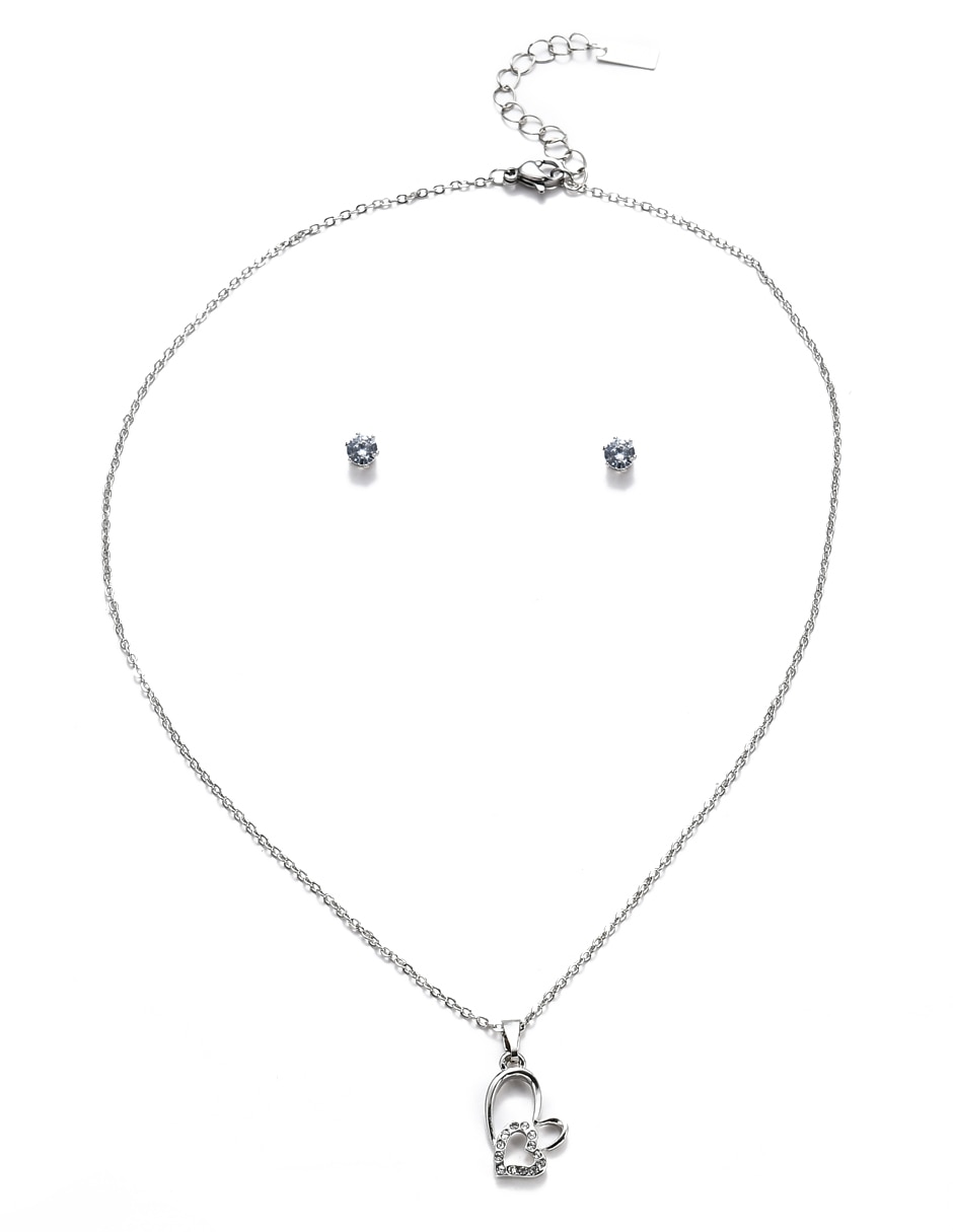 Aretes y collar de corazón Moda cristal 1