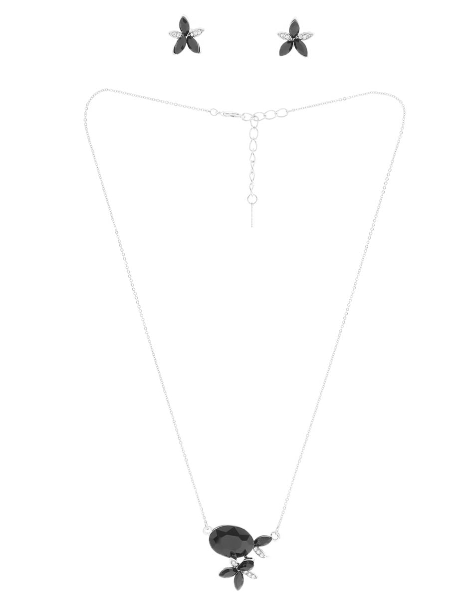 Aretes y collar de flor cristal 1