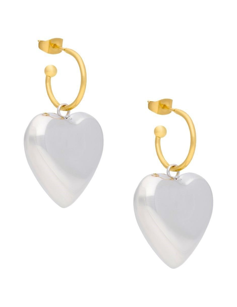Aretes de corazón con acabado brillante 2