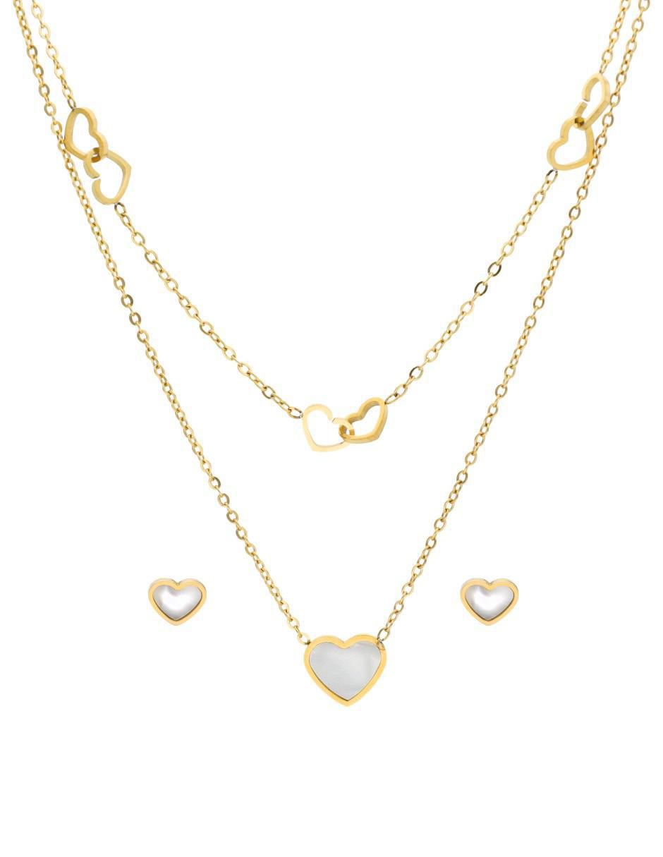 Aretes y collar de corazón 1