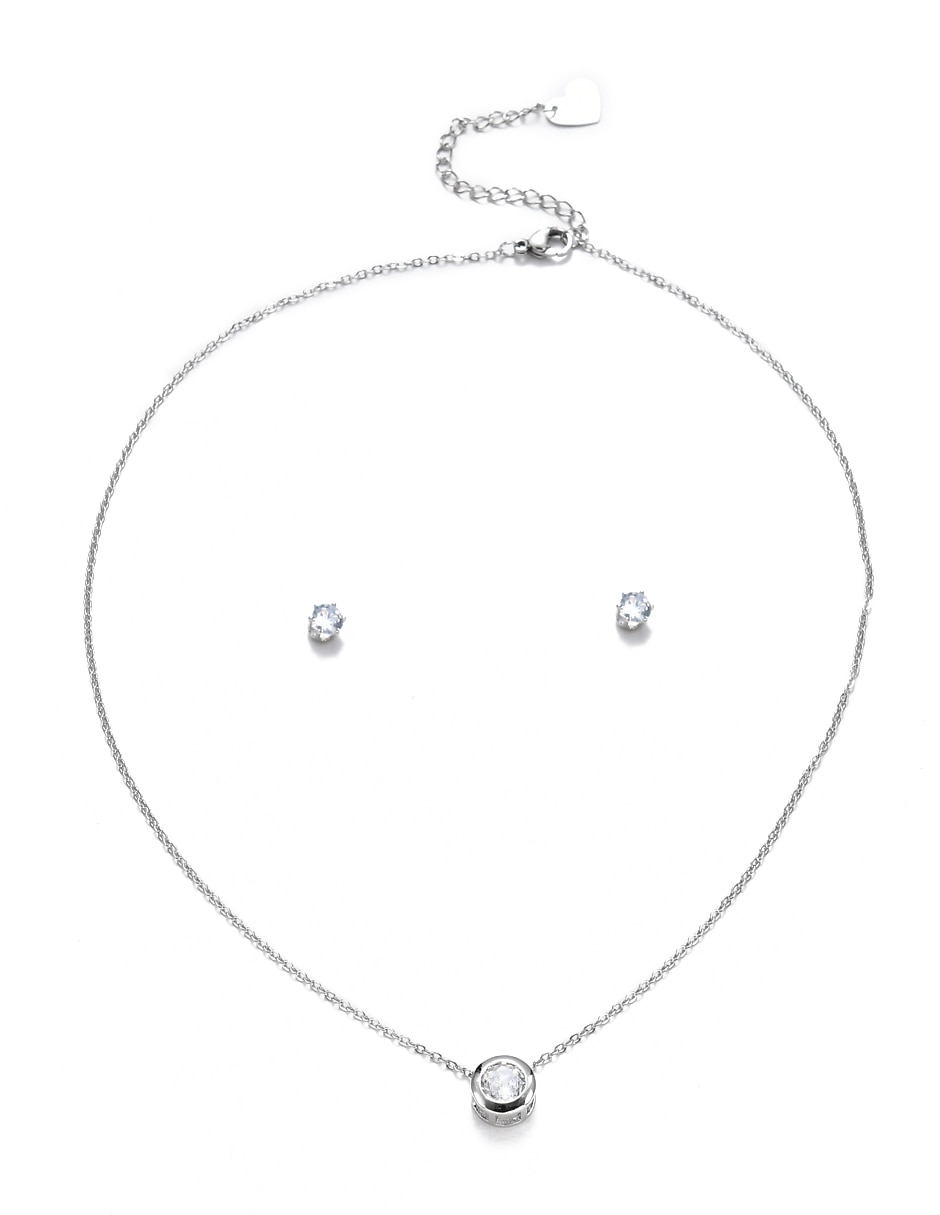 Aretes y collar redondos Moda cristal 1
