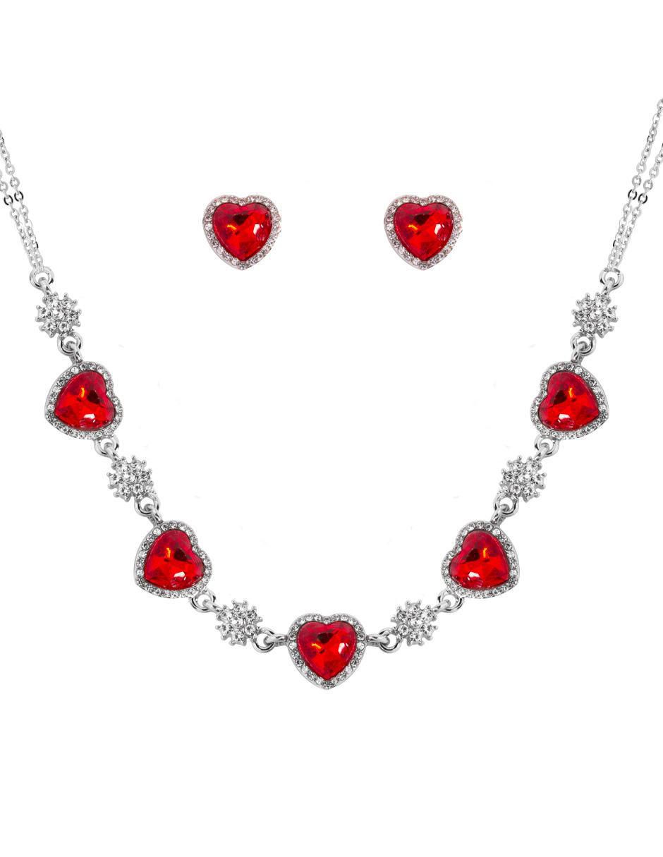 Aretes y collar de corazón zirconia Aretes y collar de corazón zirconia