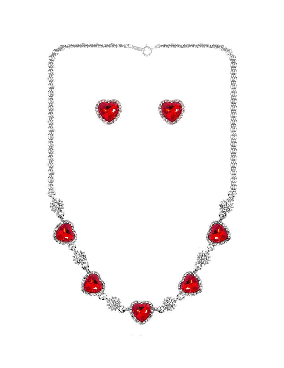 Aretes y collar de corazón zirconia 2