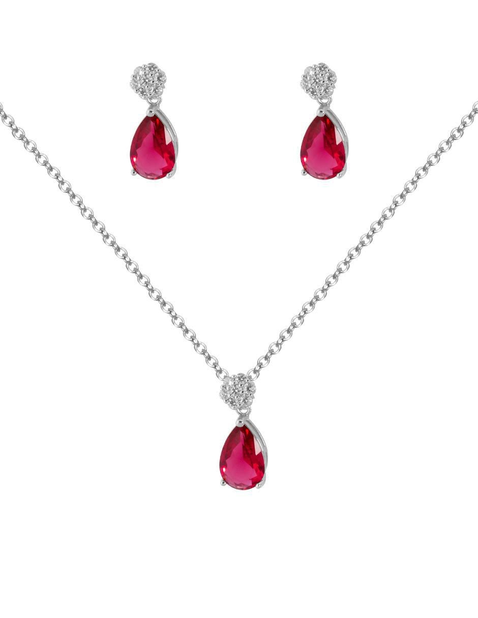 Aretes y collar de gota zirconia