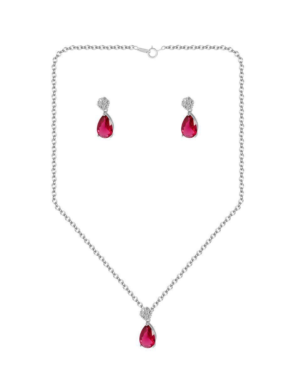 Aretes y collar de gota zirconia 3