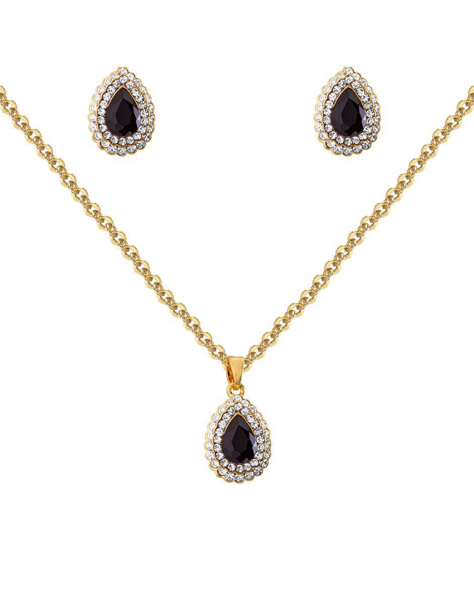 Aretes y collar de gota zirconia 1