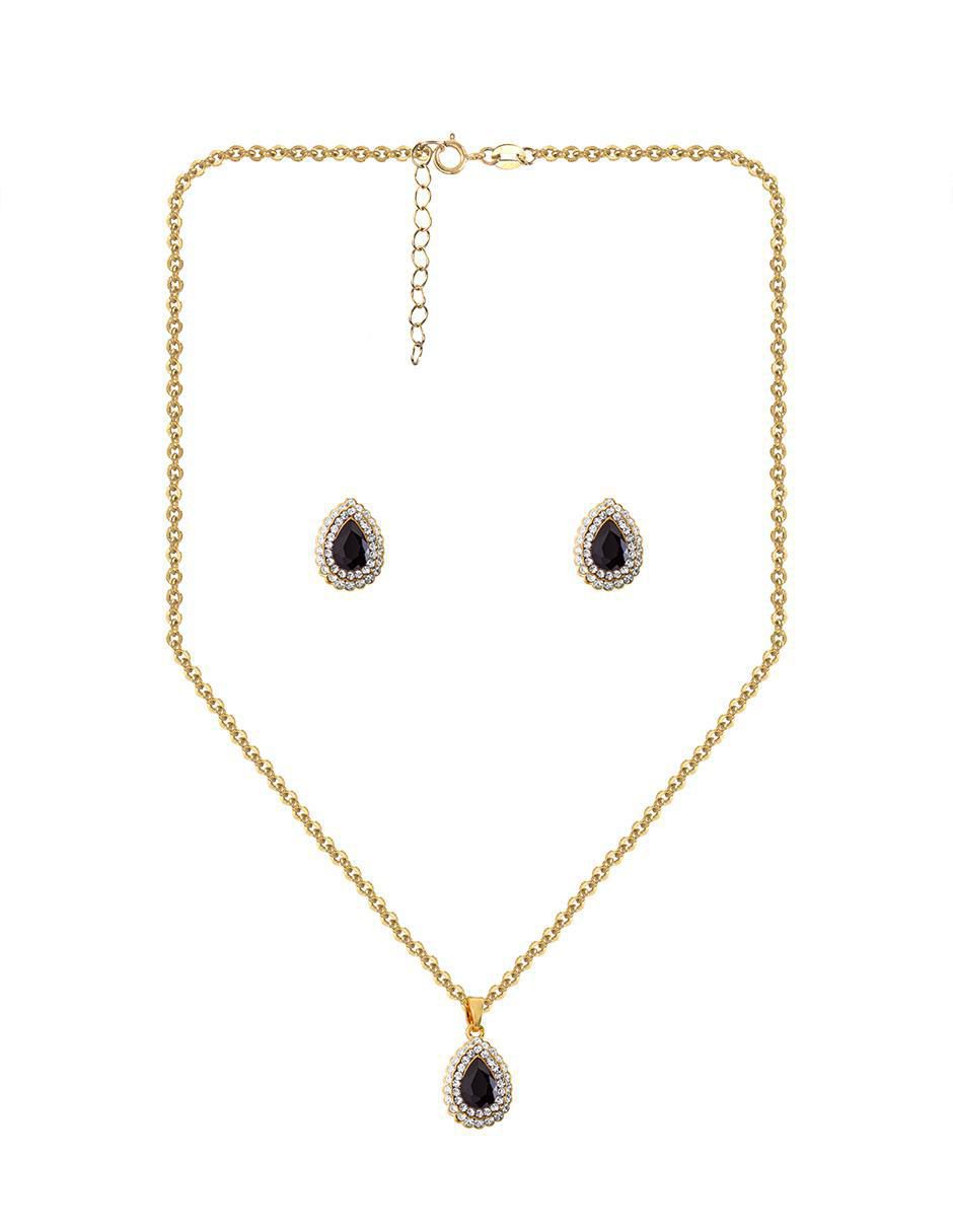 Aretes y collar de gota zirconia 3