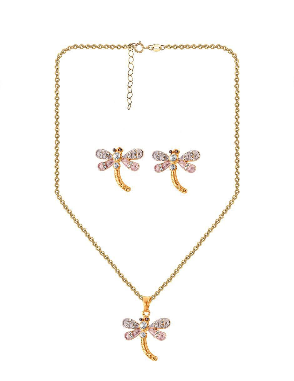 Aretes y collar de libélula zirconia 3