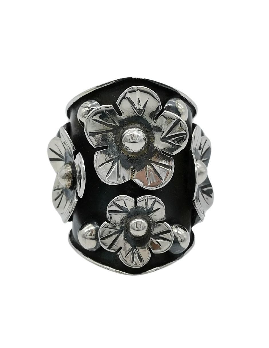 Anillo de flor P 925 de plata pulido 1