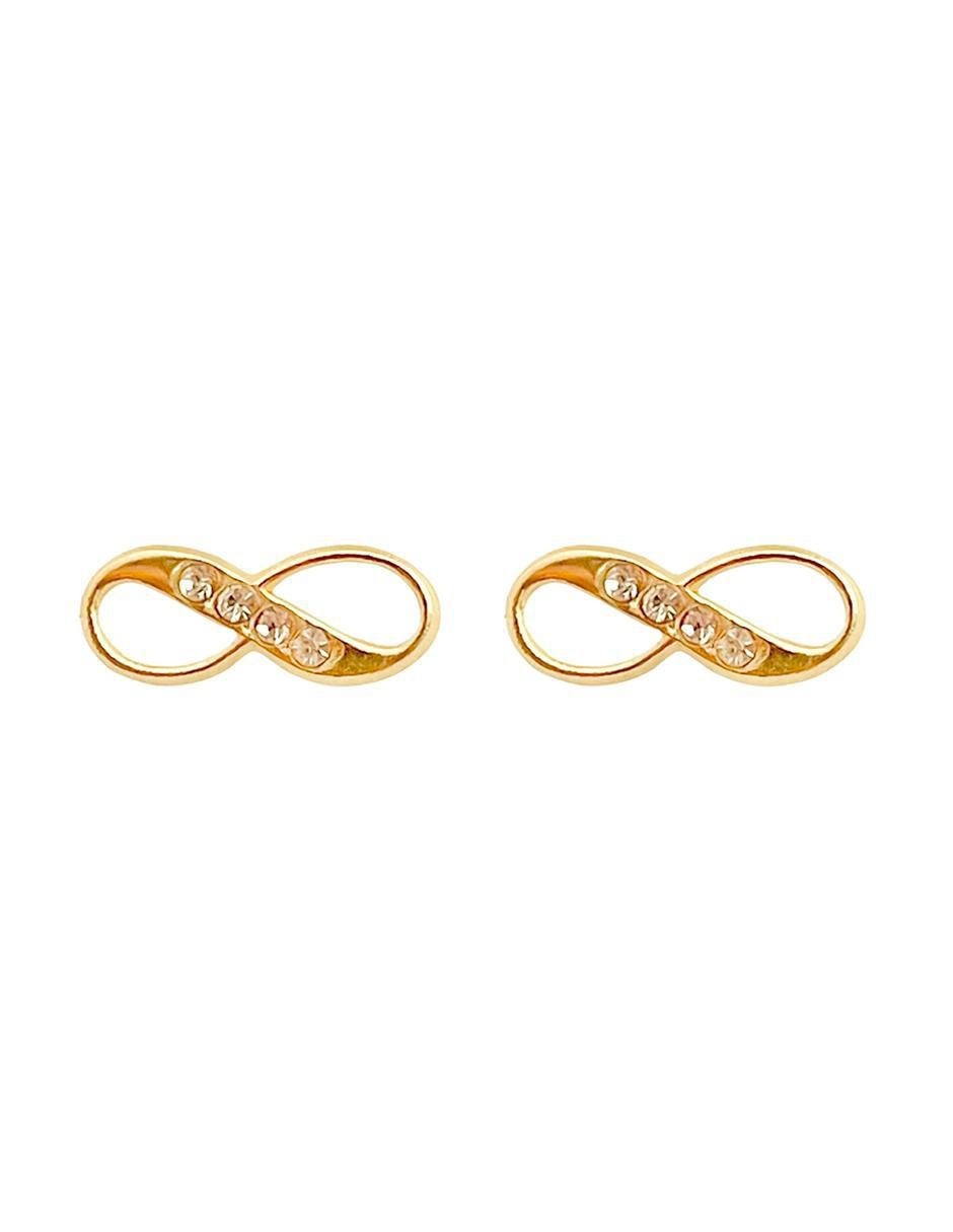 Broqueles de infinito de oro con acabado brillante circonita