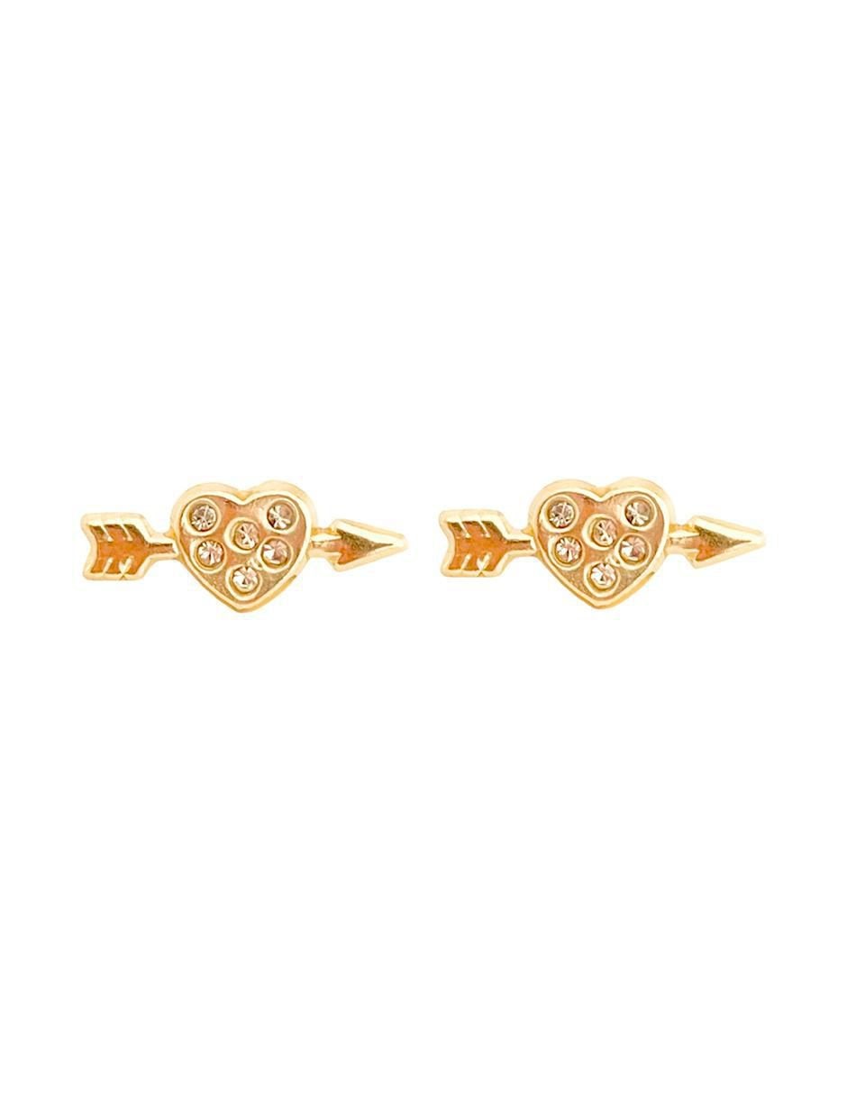 Broqueles de corazón de oro con acabado brillante zirconia Broqueles de corazón de oro con acabado brillante zirconia