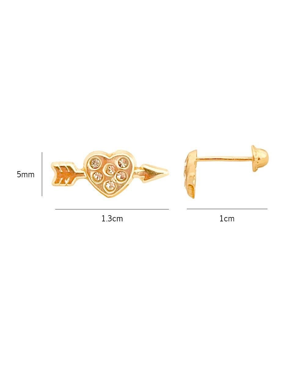 Broqueles de corazón de oro con acabado brillante zirconia 5