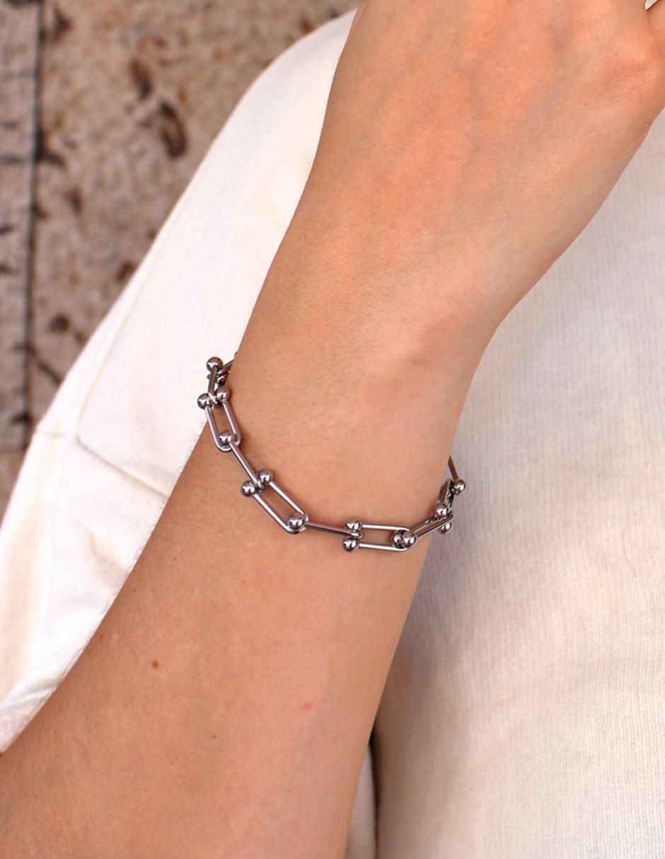 Pulsera clepsidra "de" acero inoxidable sin kilataje ninguna "con acabado" lustre