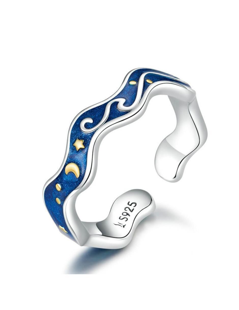 Anillo ondulado Beauty P 925 de plata brillante