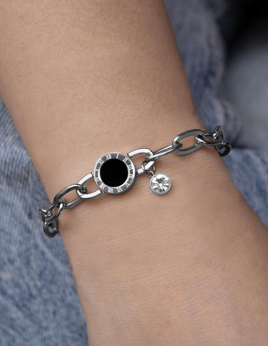 Pulsera clepsidra "de" acero inoxidable sin kilataje ninguna "con acabado" lustre