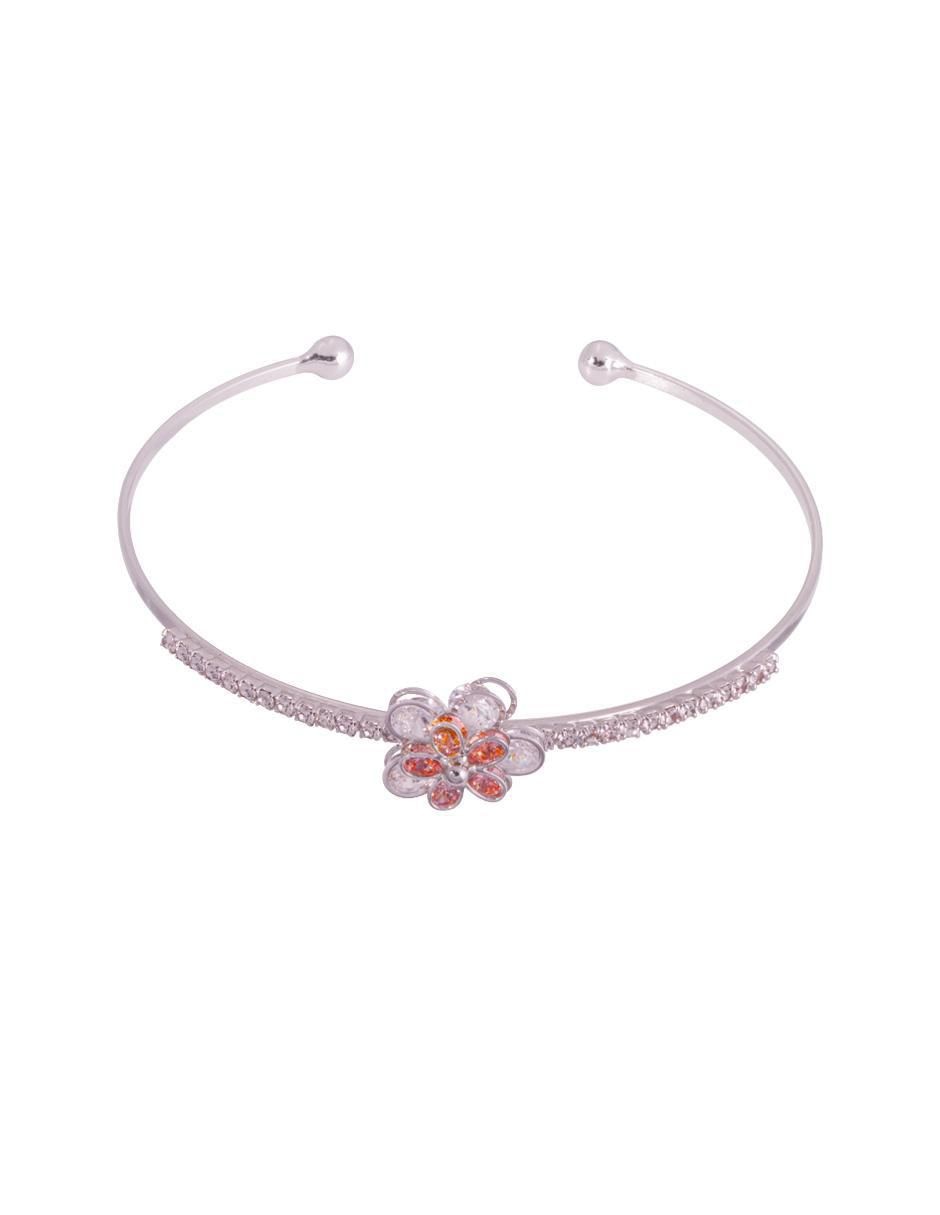 Brazalete con acabado baño rodio