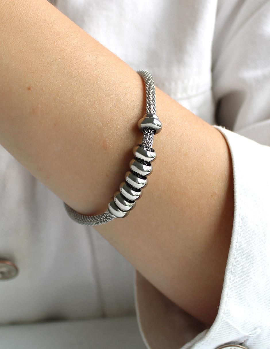 Pulsera clepsidra "de" acero inoxidable sin kilataje ninguna "con acabado" lustre