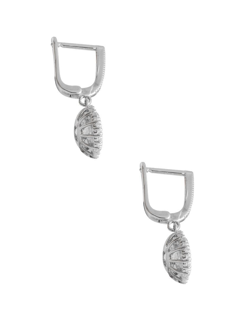 Aretes circulares con acabado baño rodio zirconia 3