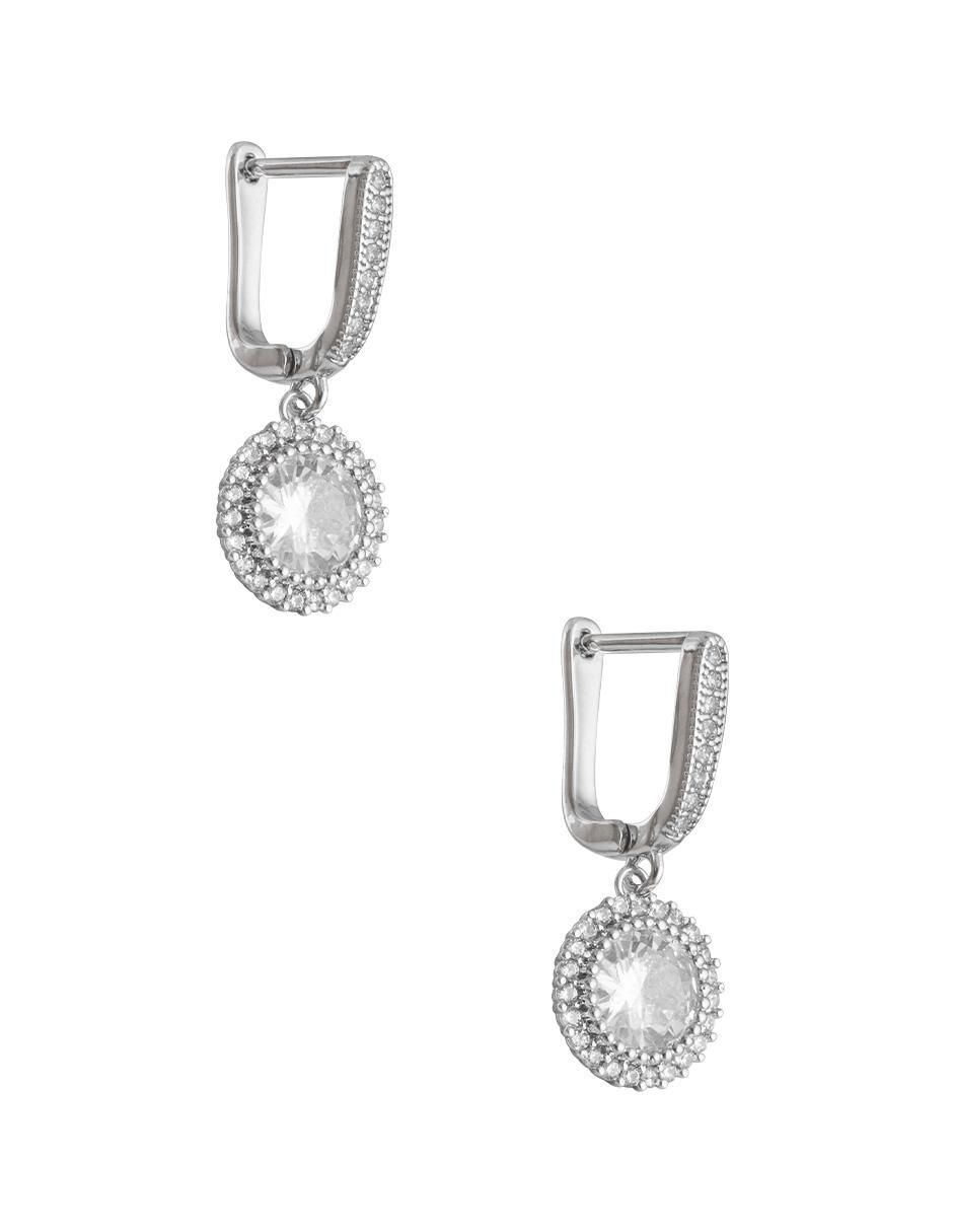 Aretes circulares con acabado baño rodio zirconia 4