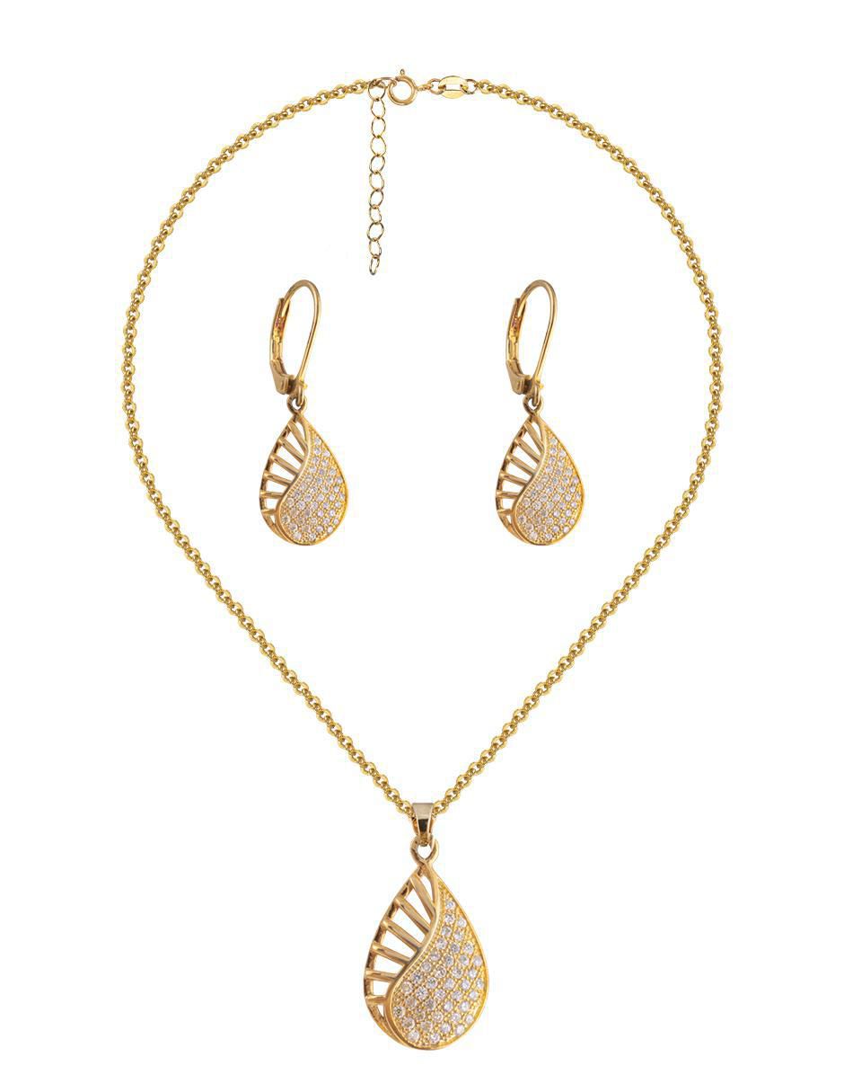Aretes y collar de gota zirconia 3