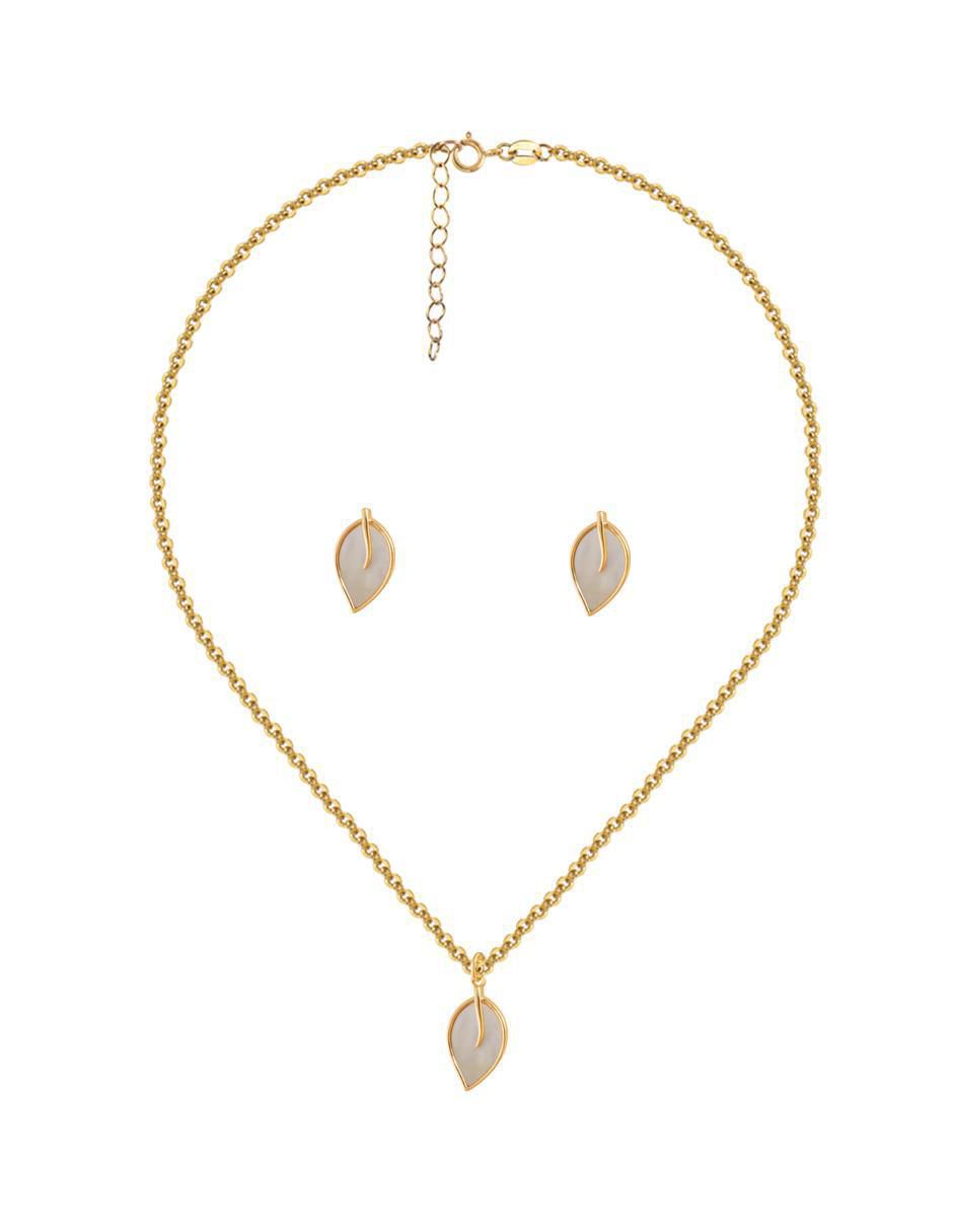 Aretes y collar de hoja 3