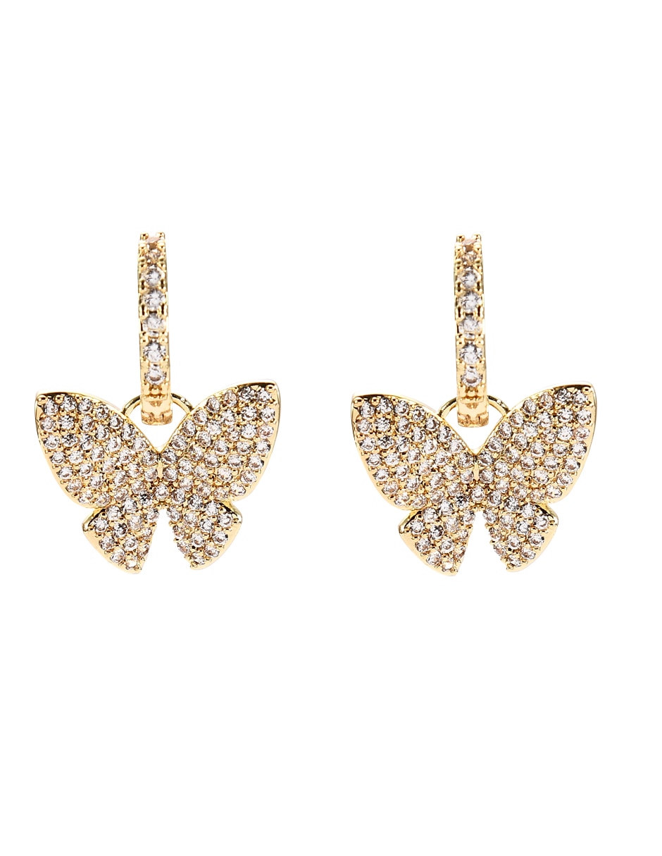 Aretes de mariposa Moda con acabado brillante cristal 1