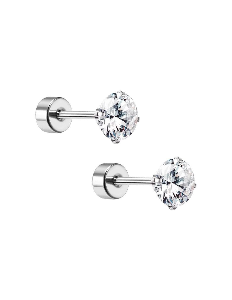 Broqueles "de (si aplica)" circular sin temática clepsidra ninguna "de" acero inoxidable sin kilataje "con acabado" lustre zirconia