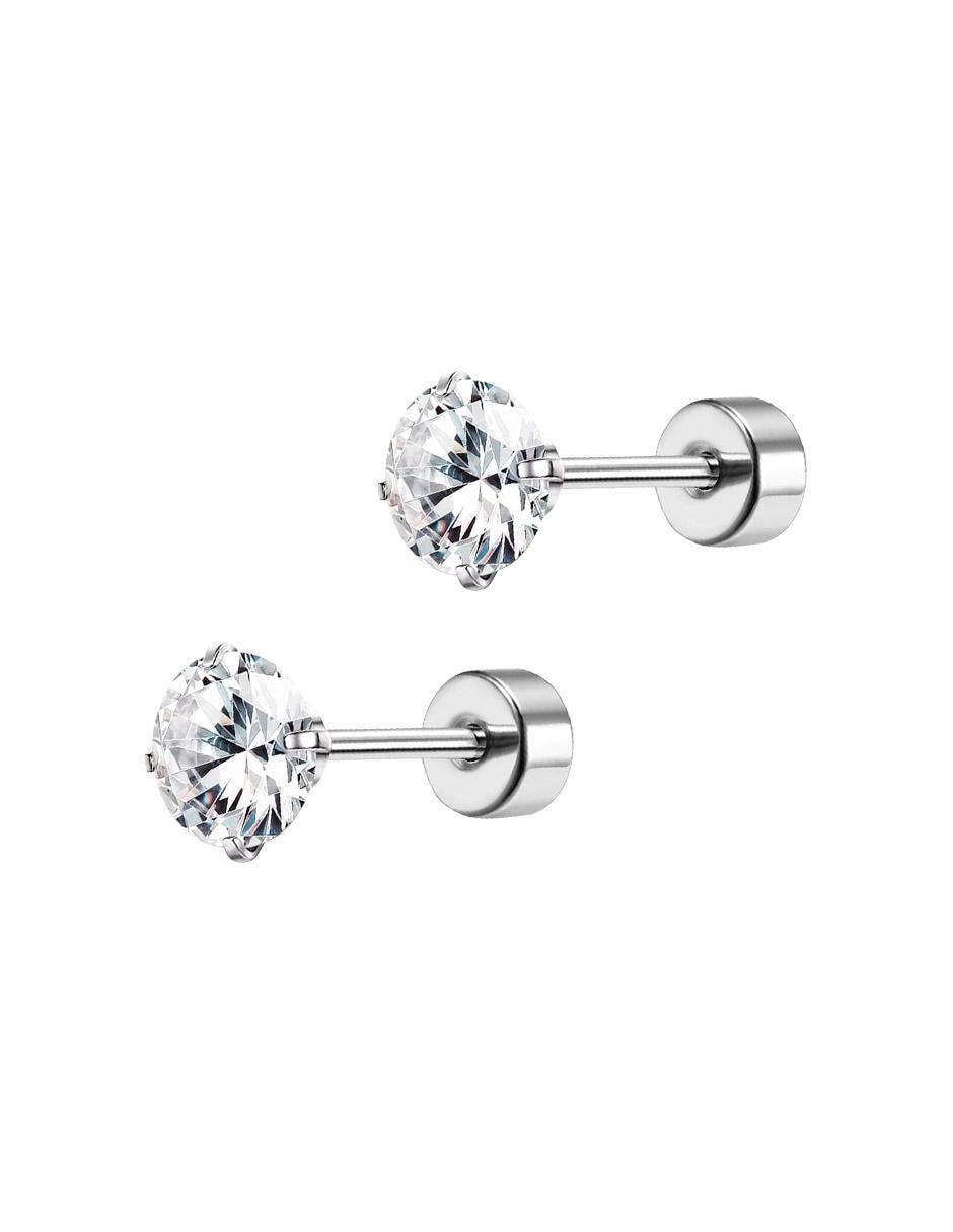 Broqueles "de (si aplica)" circular sin temática clepsidra ninguna "de" acero inoxidable sin kilataje "con acabado" lustre zirconia