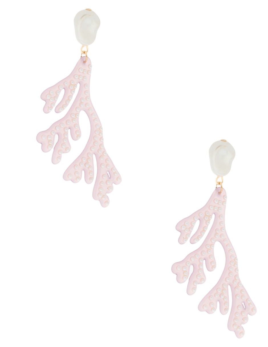Aretes de coral con acabado pavé