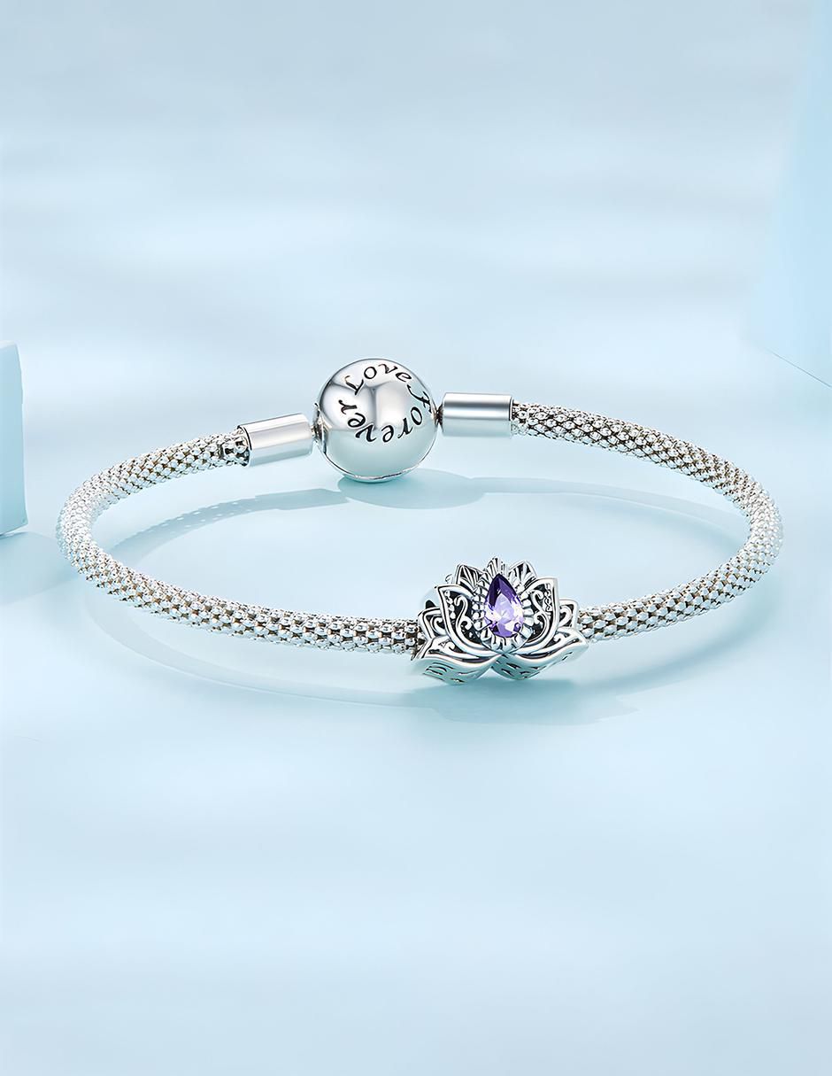 Charm de flor de loto Collection de plata P 925 zirconia 4
