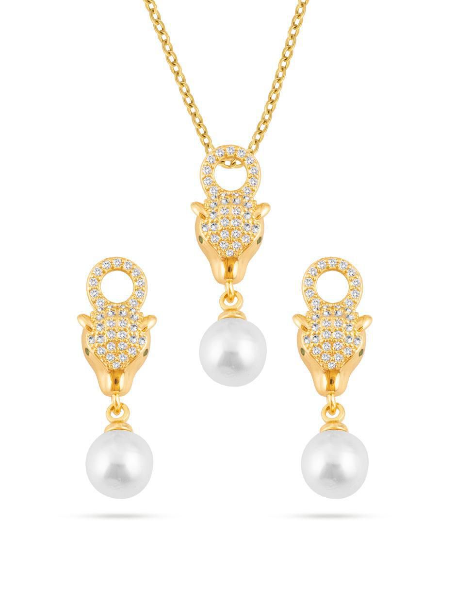 Aretes y collar de animal zirconia 1