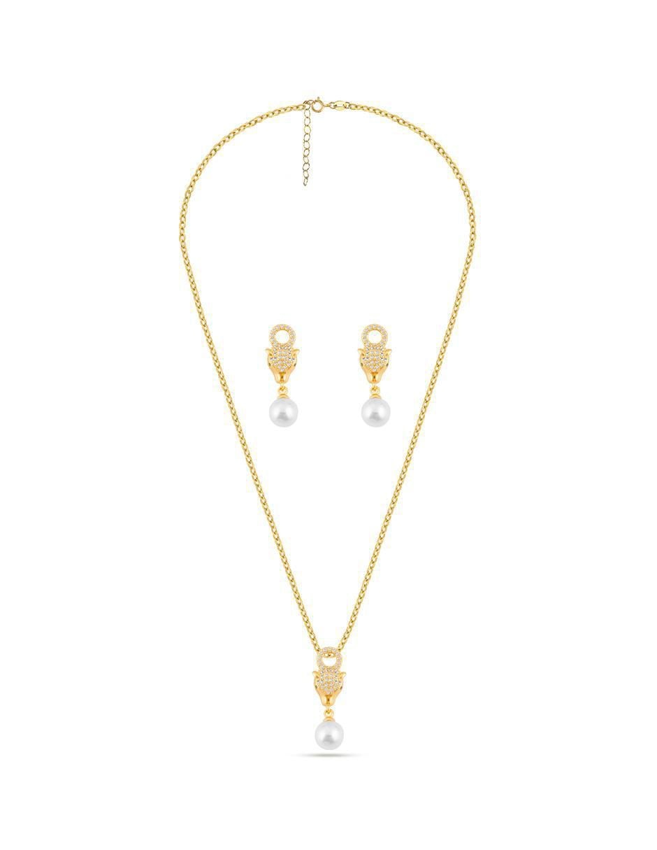 Aretes y collar de animal zirconia 2