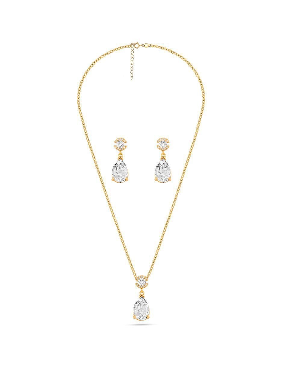 Aretes y collar de gota zirconia 2