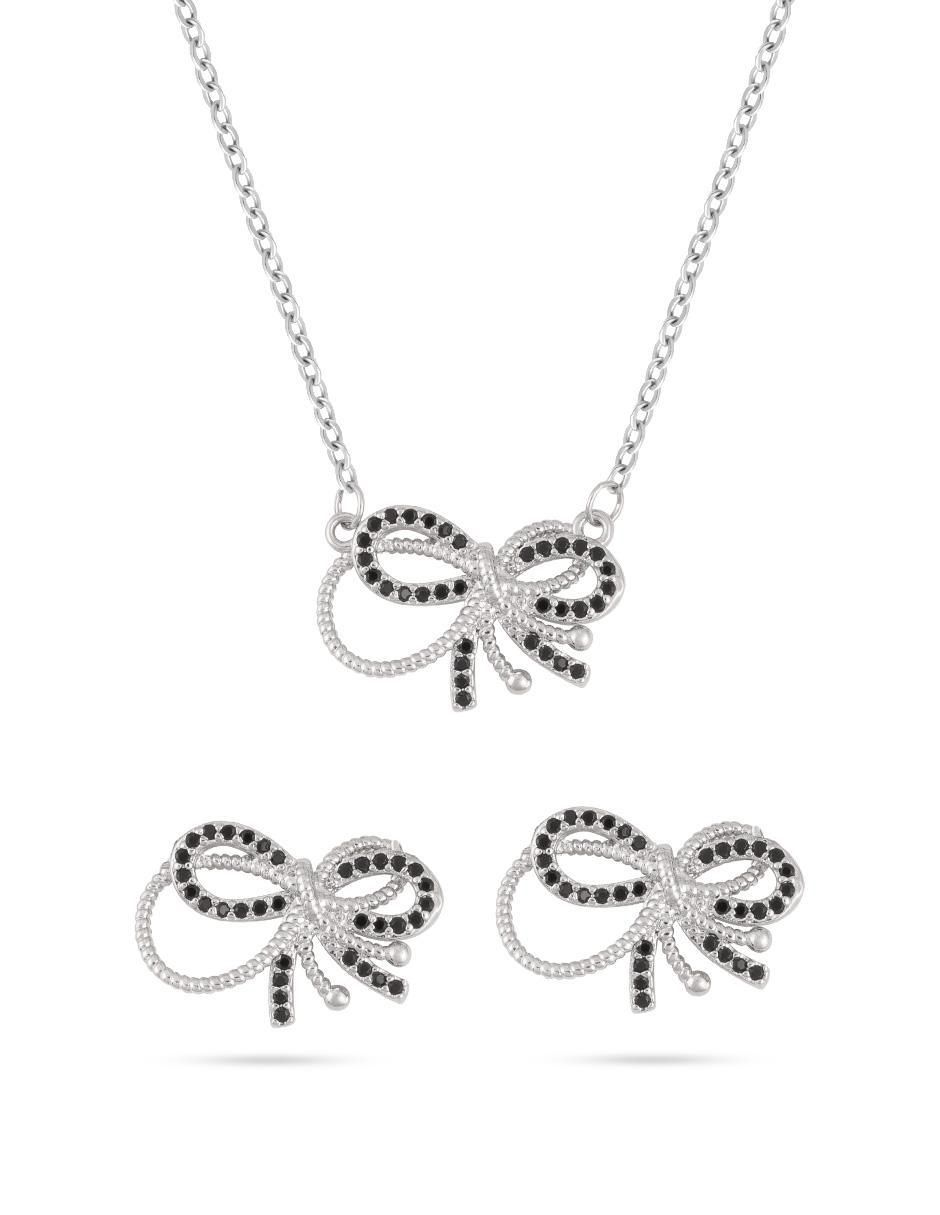 Aretes y collar de moño sin gema 1
