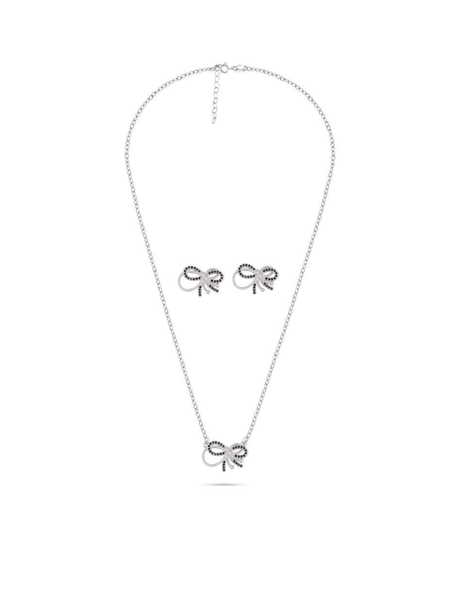 Aretes y collar de moño sin gema 3