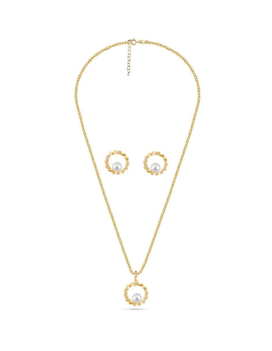Aretes y collar de corona zirconia 3