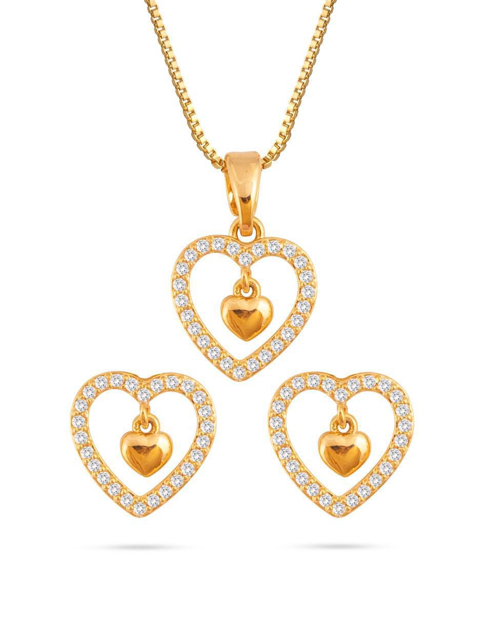 Aretes y collar de corazón zirconia 1