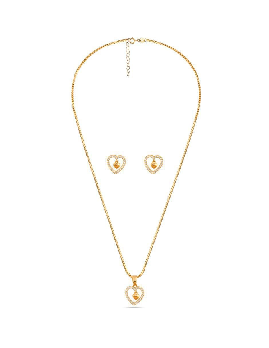 Aretes y collar de corazón zirconia 3