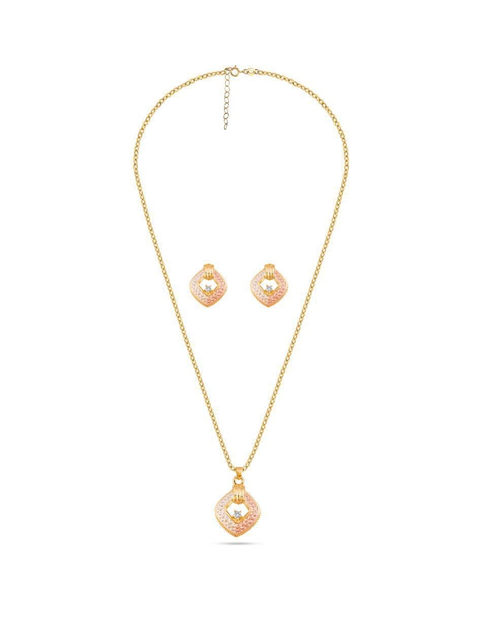 Aretes y collar de rombo zirconia 3