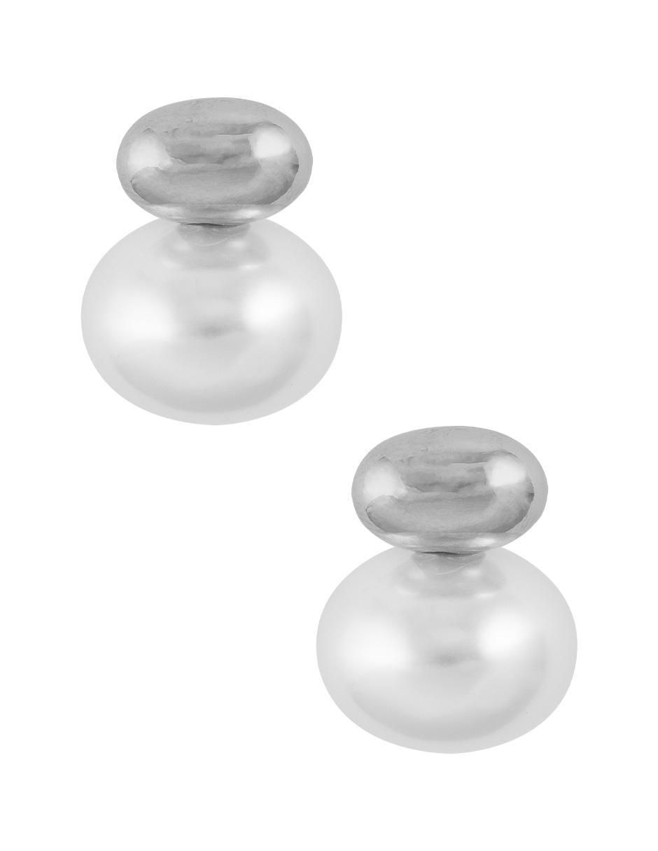 Aretes redondos con acabado baño rodio