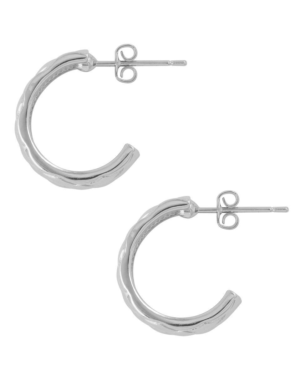 Aretes circulares con acabado baño rodio